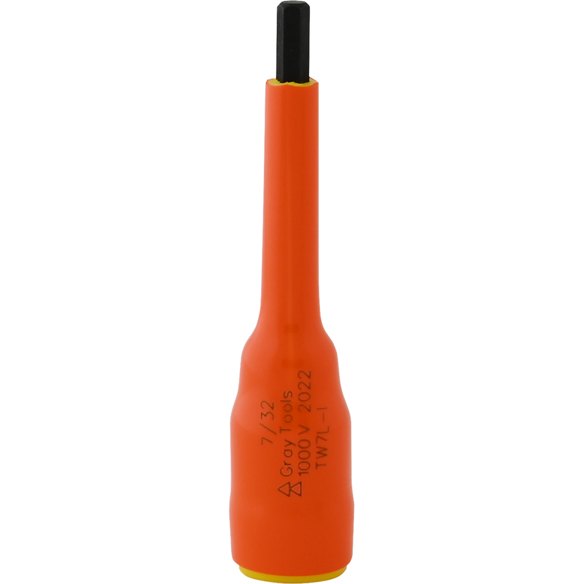 Gray Tools, 7/32in. X 3/8in. Drive Long Hex 1000V Insulated Socket, Socket Size 7/32 in, Drive Size 3/8 in, Model# TW7L-I